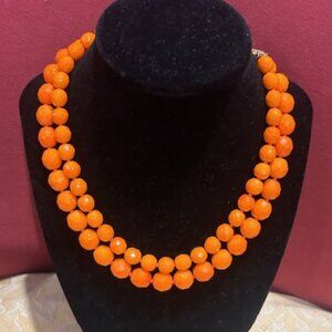 CASTLECLIFF 2-Strand Orange Faceted Glass Beaded Necklace/Choker